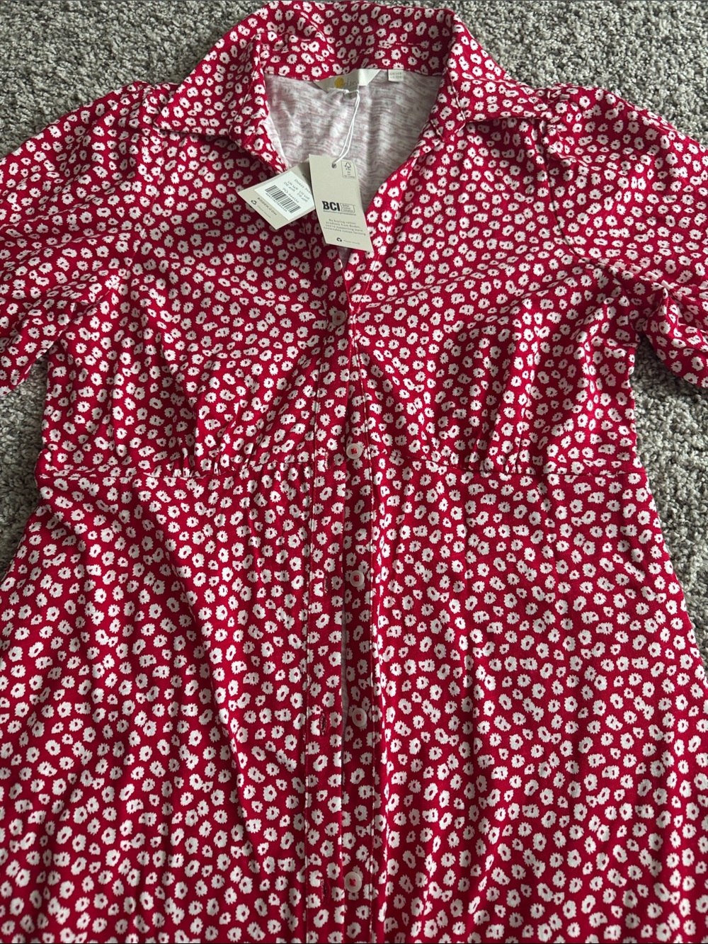 Boden Size 10 NWT Red Floral Ditsy Print Short Sleeve Shirt Dress - Picture 4 of 9